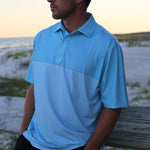 Stripe Performance Polo - Aqua